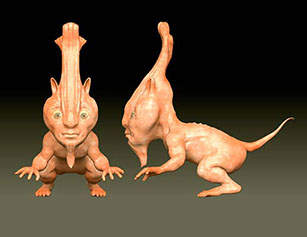 digital 3d sculp of a creecher concept created in z brush by edward tadiello